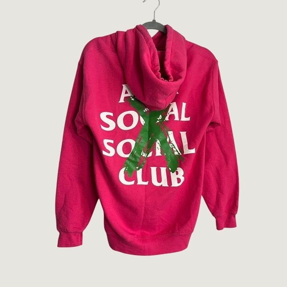 Anti Social Social Club Other - Anti Social Social Club Cancelled Hoodie Pink Green Rare Graphic Sweatshirt S